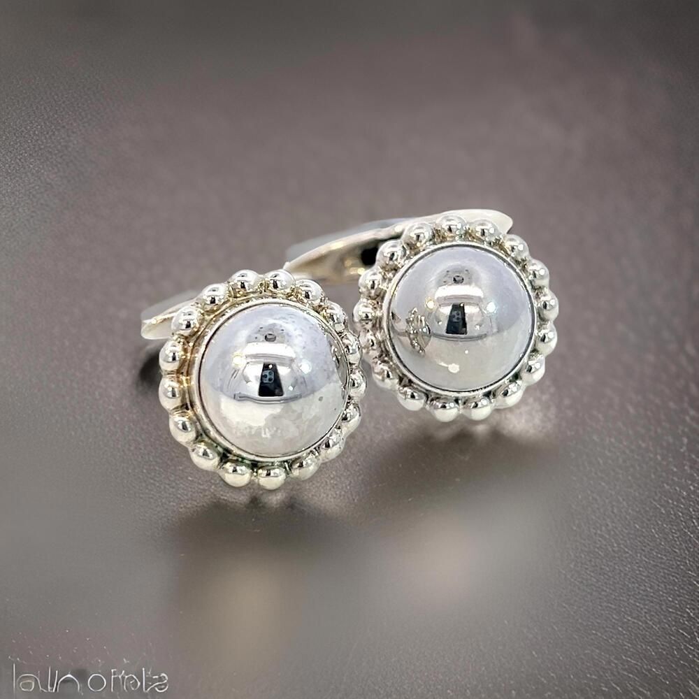 Georg Jensen Estate Round Beaded Mens Cufflinks Silver GJ24